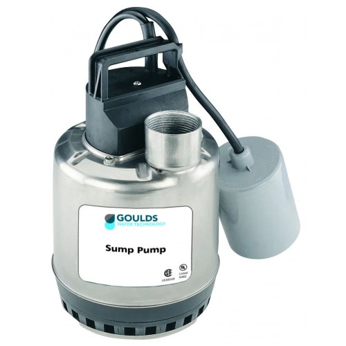Goulds LSP0712ATF 1/3 HP 230v Automatic Sump  Pump  20' cord Piggy Back Wide Angle
